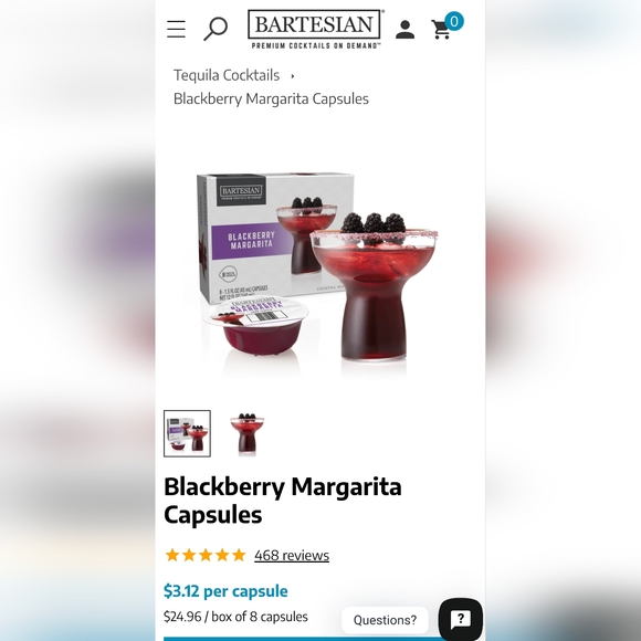 COPY - These are for sale! Bartesian blackberry margarita capsule. 15 left - Picture 1 of 4